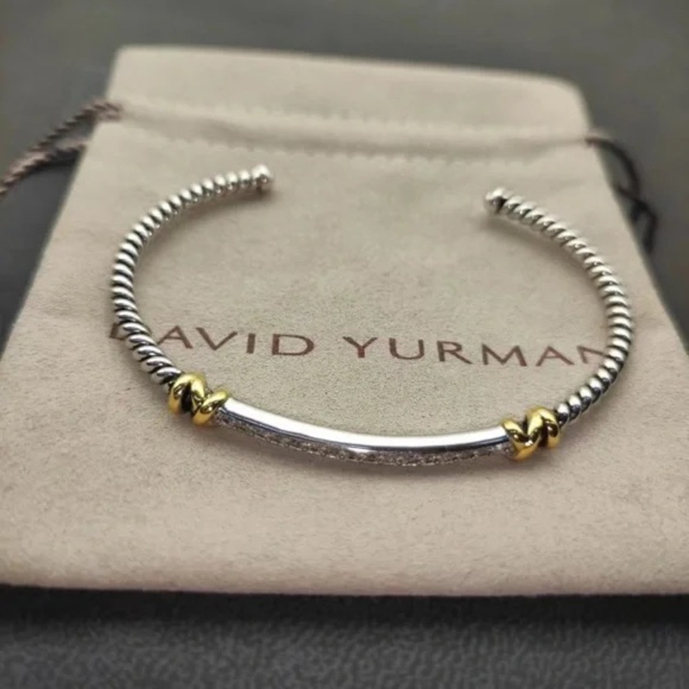 David Sliver Open Cuff Bracelet With Diamond Accents 💎
